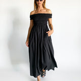 Shirred Off The Shoulder Dress