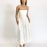 Lucia Pleated Linen Midi Dress