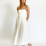 Lucia Pleated Linen Midi Dress