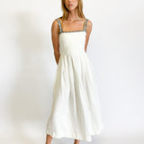 Lucia Pleated Linen Midi Dress