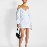 Cold Shoulder Satin Mini Dress