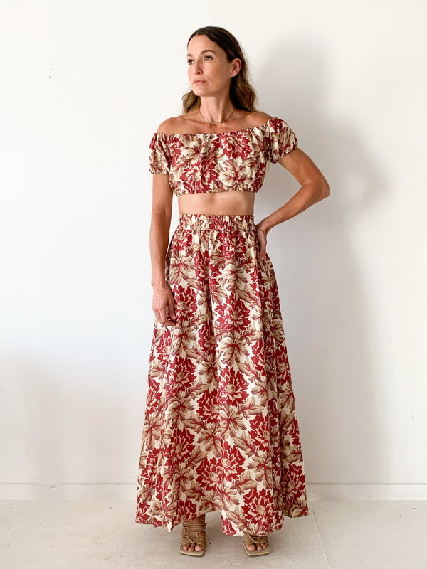 Valetta Off The Shoulder Crop Top And Maxi Skirt Set