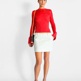 Tailored Linen Denim Mini Skirt