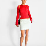 Tailored Linen Denim Mini Skirt