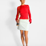 Tailored Linen Denim Mini Skirt