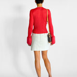 Tailored Linen Denim Mini Skirt