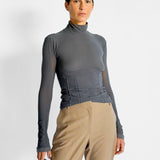 Turtle Neck Sheer Top