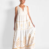 Sleeveless Feather Maxi Dress