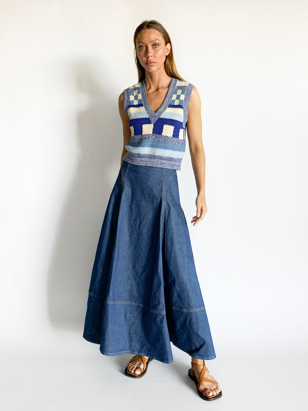 Matchmaker Denim Flare Skirt