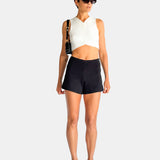 High Waist Crepe Knit Shorts