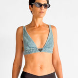 Triangle Logo Denim Bralette