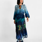 Tail Feather Chiffon Maxi Dress