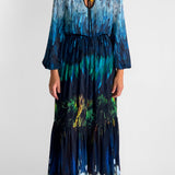 Tail Feather Chiffon Maxi Dress