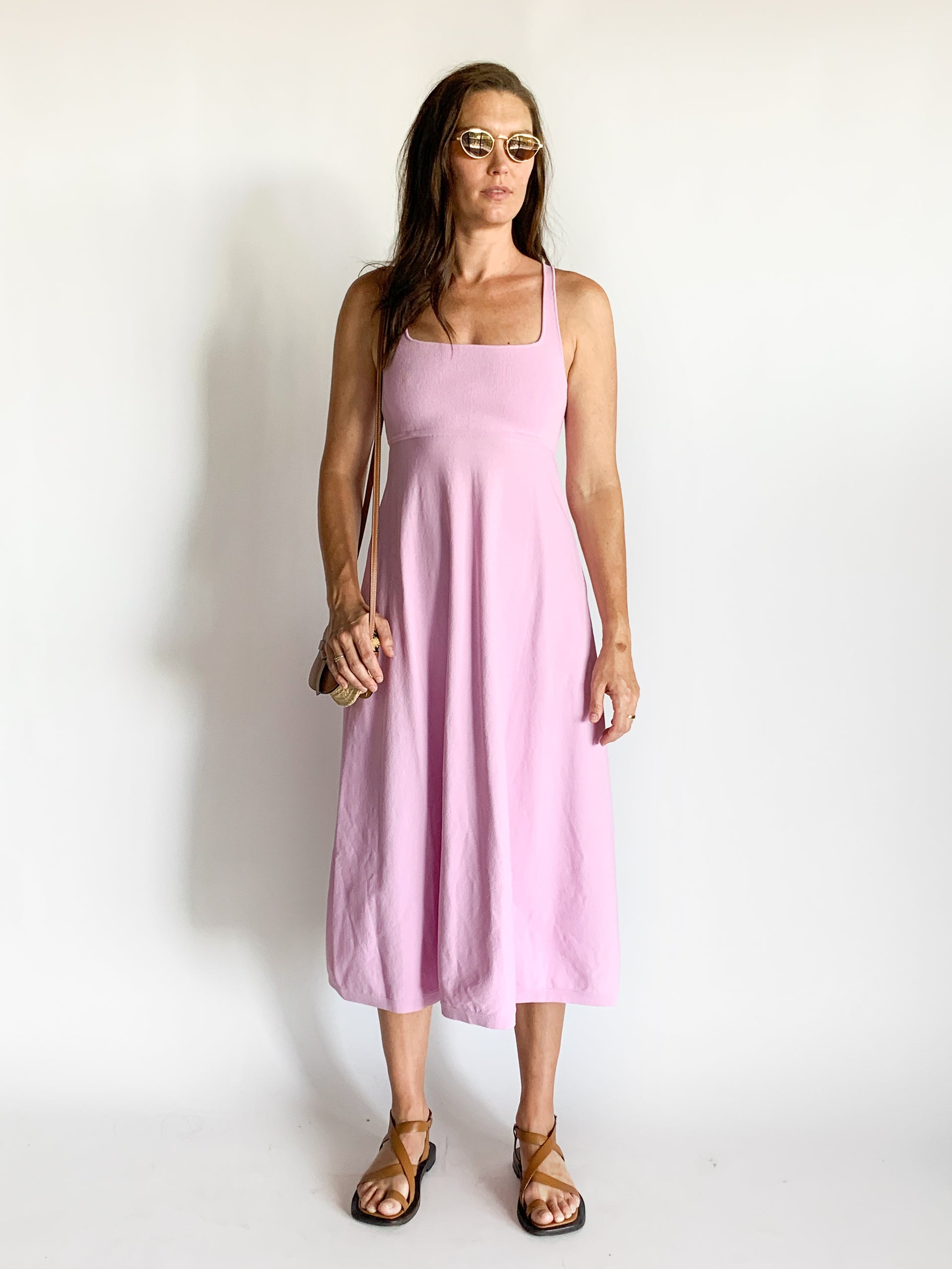 Crepe Knit Square Neck Dress The Harmonic Crepe Knit Square Neck Dress The Harmonic