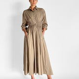 Gathered Button Front Maxi Dress