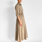 Gathered Button Front Maxi Dress