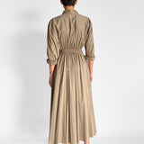Gathered Button Front Maxi Dress