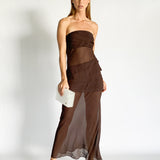 Sheer Panelled Strapless Dress