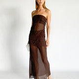 Sheer Panelled Strapless Dress