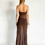 Sheer Panelled Strapless Dress