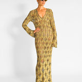 Open Knit Linen Silk Maxi Dress