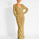 Open Knit Linen Silk Maxi Dress