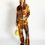 Abstract Print Longline Shirt and Pant Set