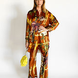 Abstract Print Longline Shirt and Pant Set