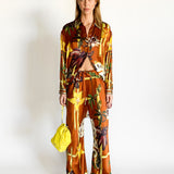 Abstract Print Longline Shirt and Pant Set