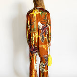 Abstract Print Longline Shirt and Pant Set