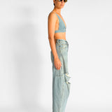 Triangle Logo Denim Bralette