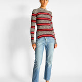 Long Sleeved Marled Striped Sweater