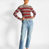 Long Sleeved Marled Striped Sweater