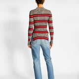 Long Sleeved Marled Striped Sweater