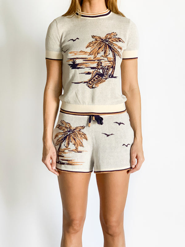 Tropicana Jacquard Knit T-Shirt and Shorts Set