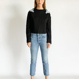 Carven Checked Rose Patch Sweatshirt