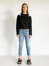 Carven Checked Rose Patch Sweatshirt