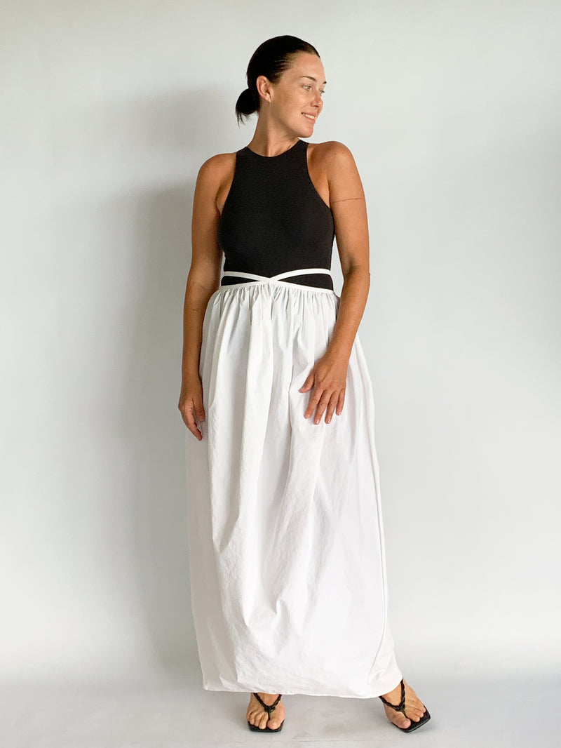 Ruched Cocoon Tie Skirt