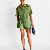 Oversized Satin Shirt and Shorts Set