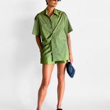 Oversized Satin Shirt and Shorts Set