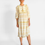 Striped Woven Tassel Midi Dress