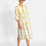 Striped Woven Tassel Midi Dress