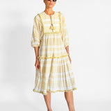 Striped Woven Tassel Midi Dress