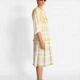 Striped Woven Tassel Midi Dress