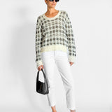 Houndstooth Jacquard Distressed Jumper