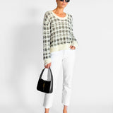 Houndstooth Jacquard Distressed Jumper