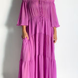 Voluminous Tiered Tie Dress