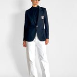 Logo Crest Knit Blazer