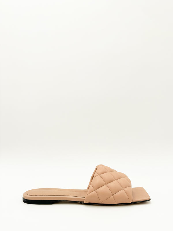 Quilted Leather Flat Sandals