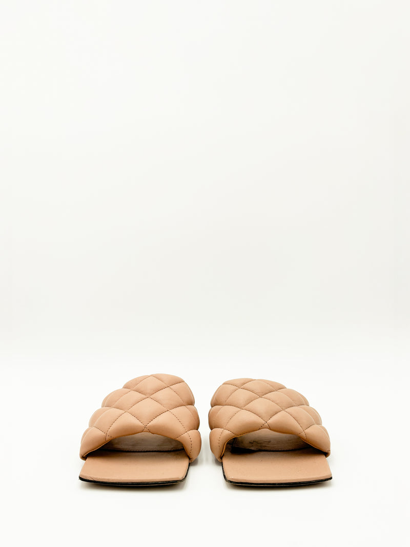 Quilted Leather Flat Sandals